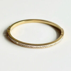 Michael Kors Pave Crystal Goldtone Women’s Bracelet With Fold Over Clasp Closure